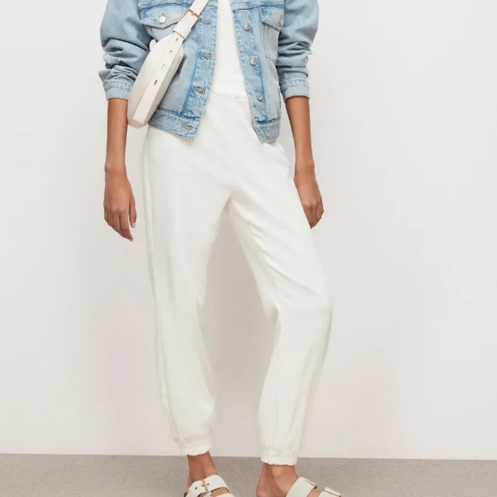 AllSaints jogger yara Denim Trousers High Rise Pull-on Cuffed hem size 6 White